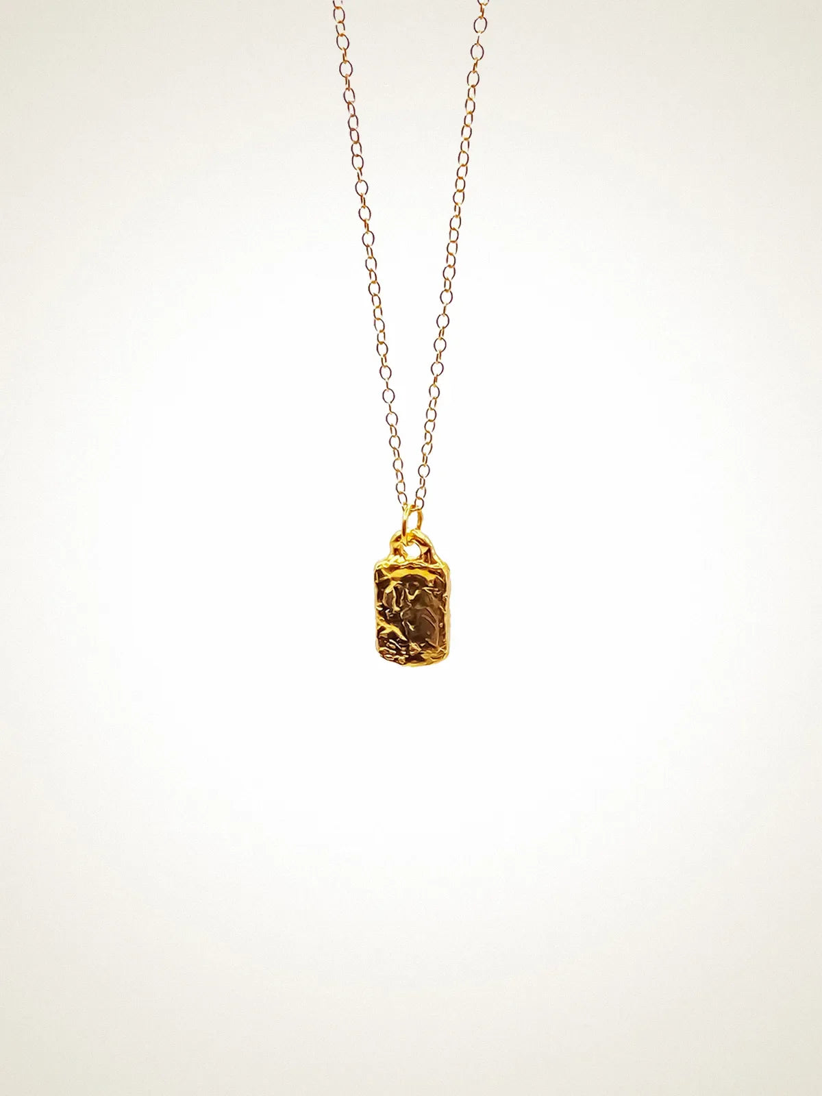 Handmade Rectangular Sculpted Necklace luxury premium metal finish, polished finish, full view