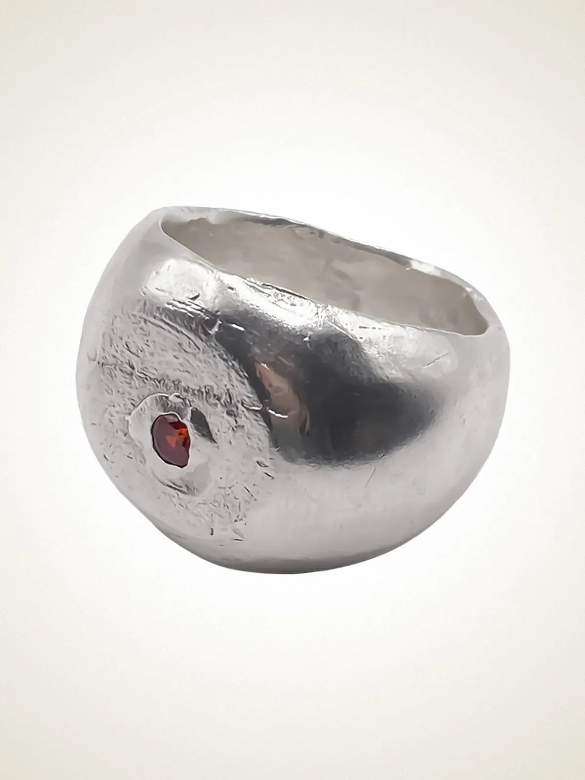 Handmade Round Signet Gem Ring luxury premium metal finish, refined style, full view