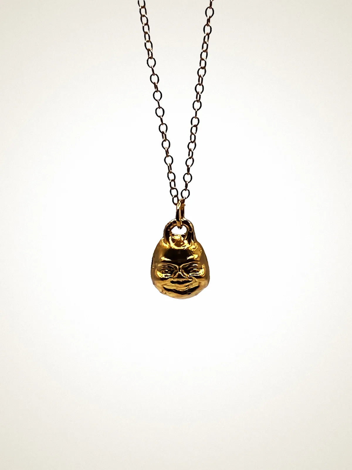 Handcrafted Small Buddha Face Necklace in Sterling silver, artisan jewelry, spiritual pendant