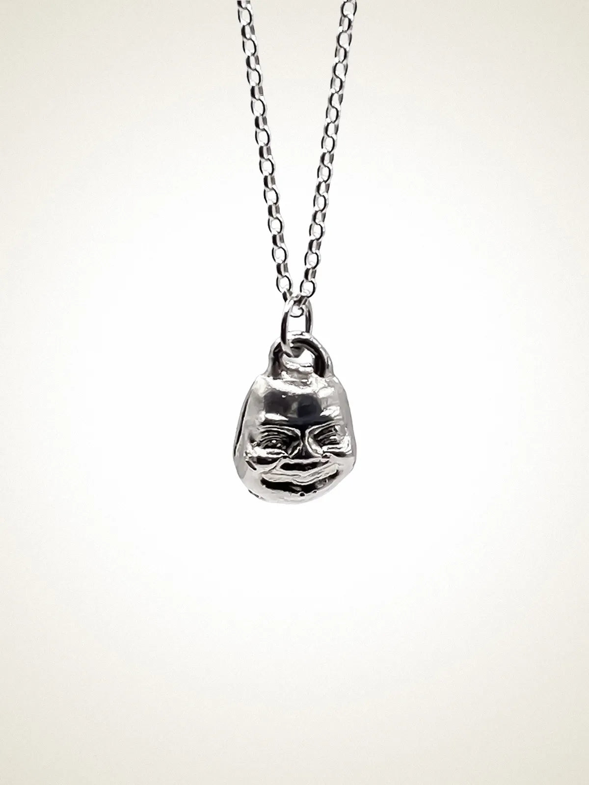 Small Buddha Face Necklace artisan designer necklace in premium metal, sacred symbol, different perspective