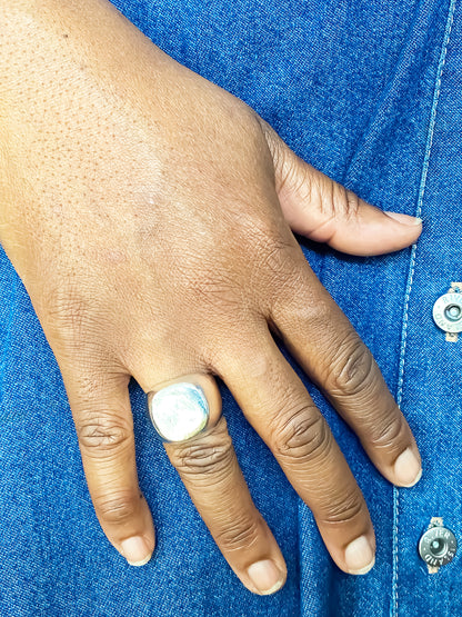 square-round-signet-ring-classic-minimal-silver-free-shipping