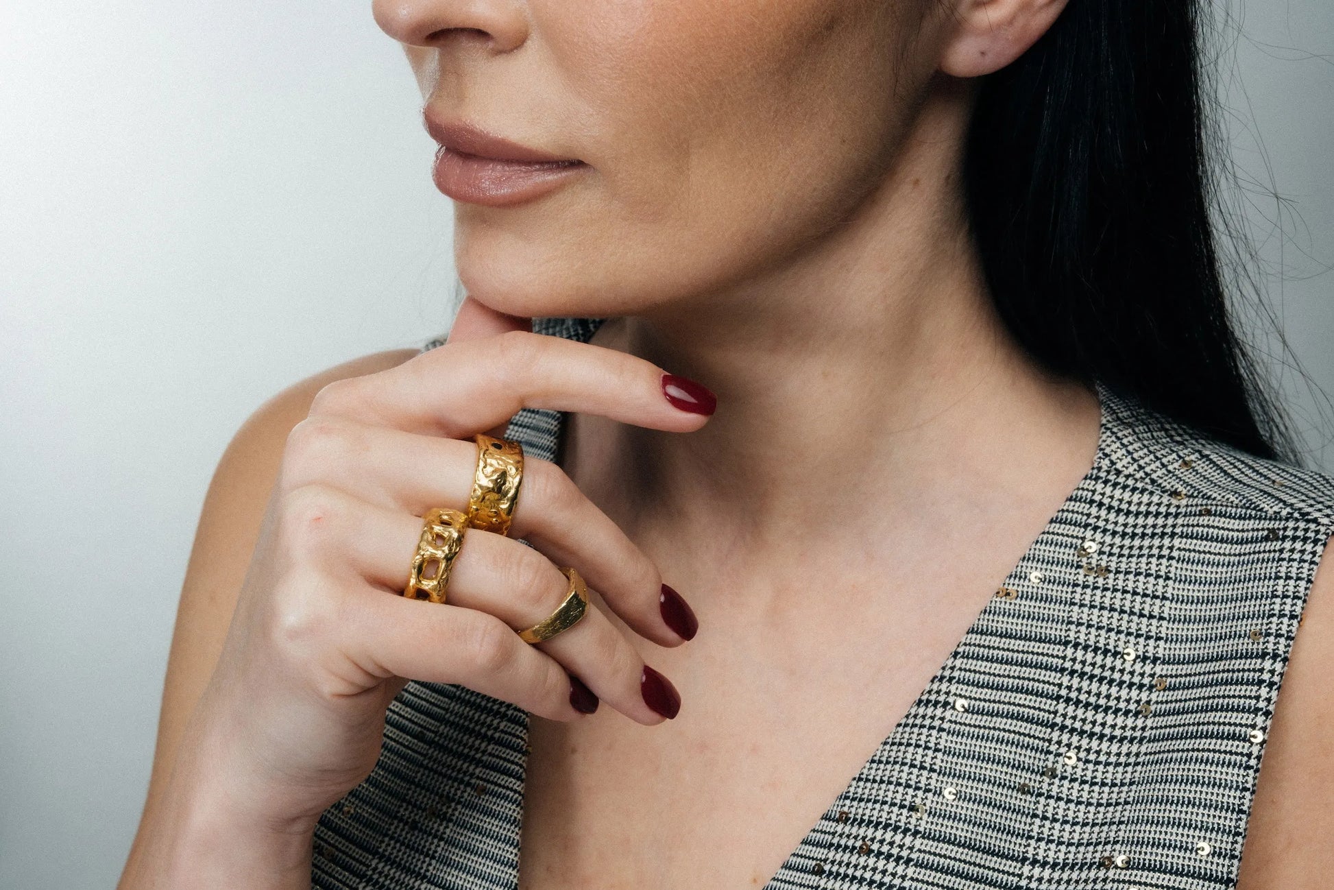 Eclipse Cutout Gem Ring designer ring in premium metal, premium quality, side view