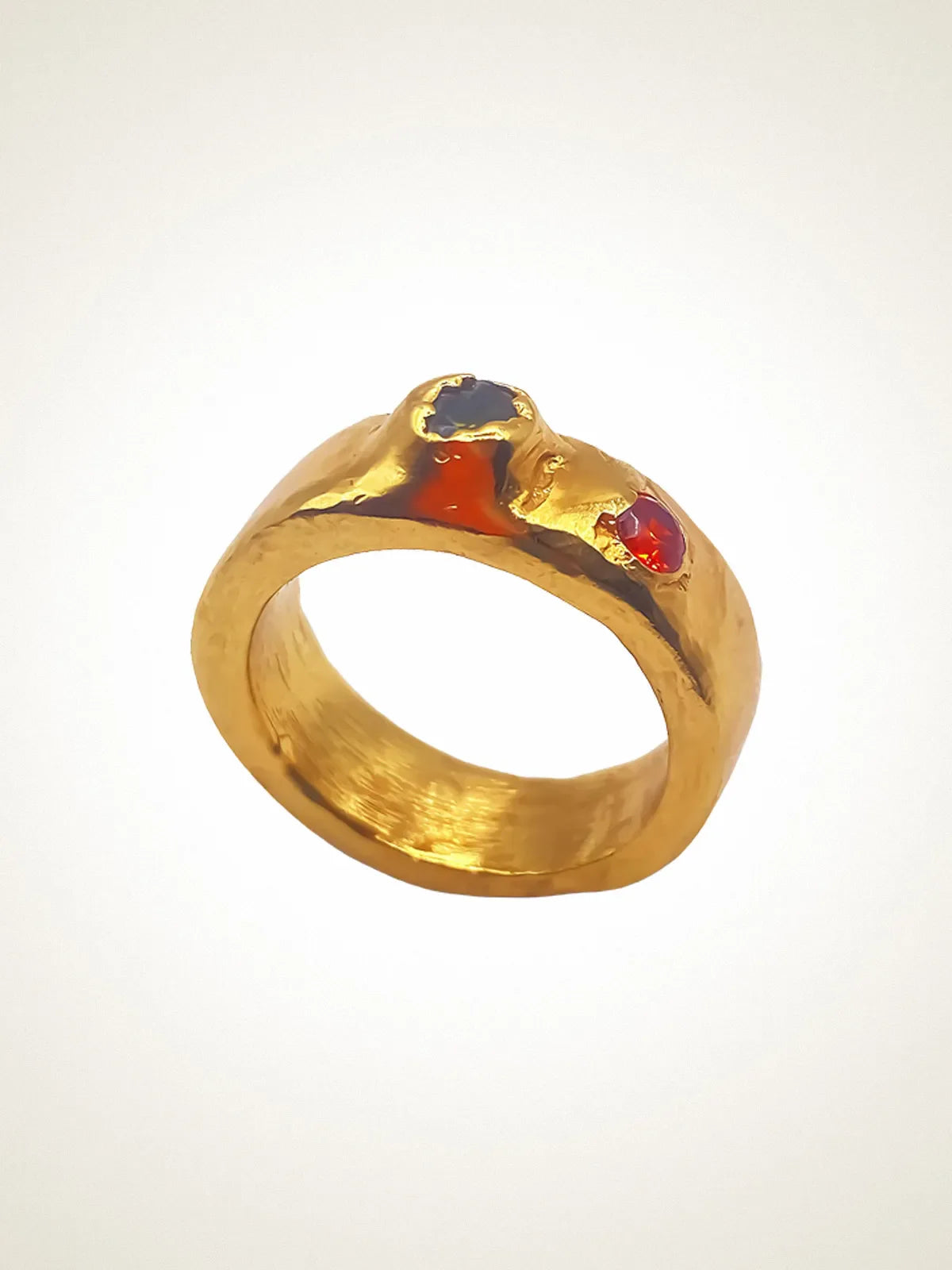 Designer Thickems Band Gem Ring in premium metal, handmade jewelry, exquisite detail, alternate angle