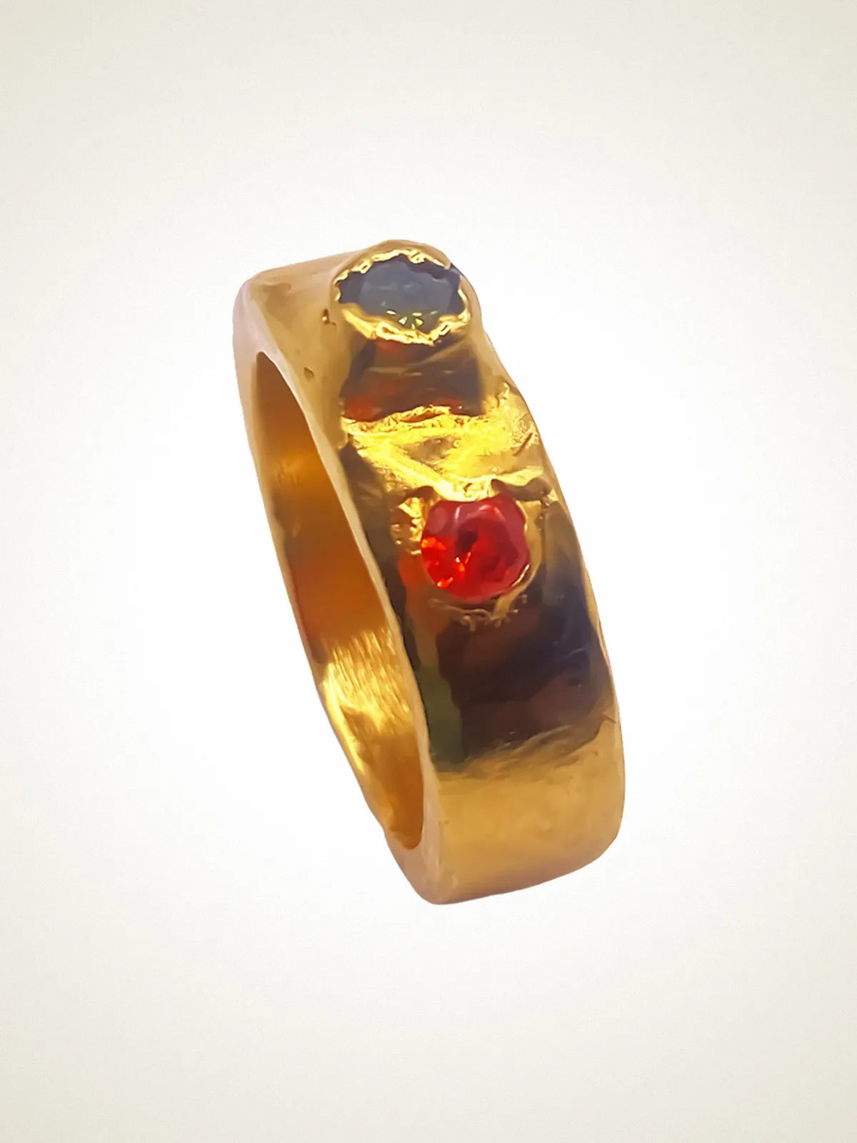 Thickems Band Gem Ring unique handcrafted ring, 18ct Gold Vermeil, beautiful craftsmanship, product detail