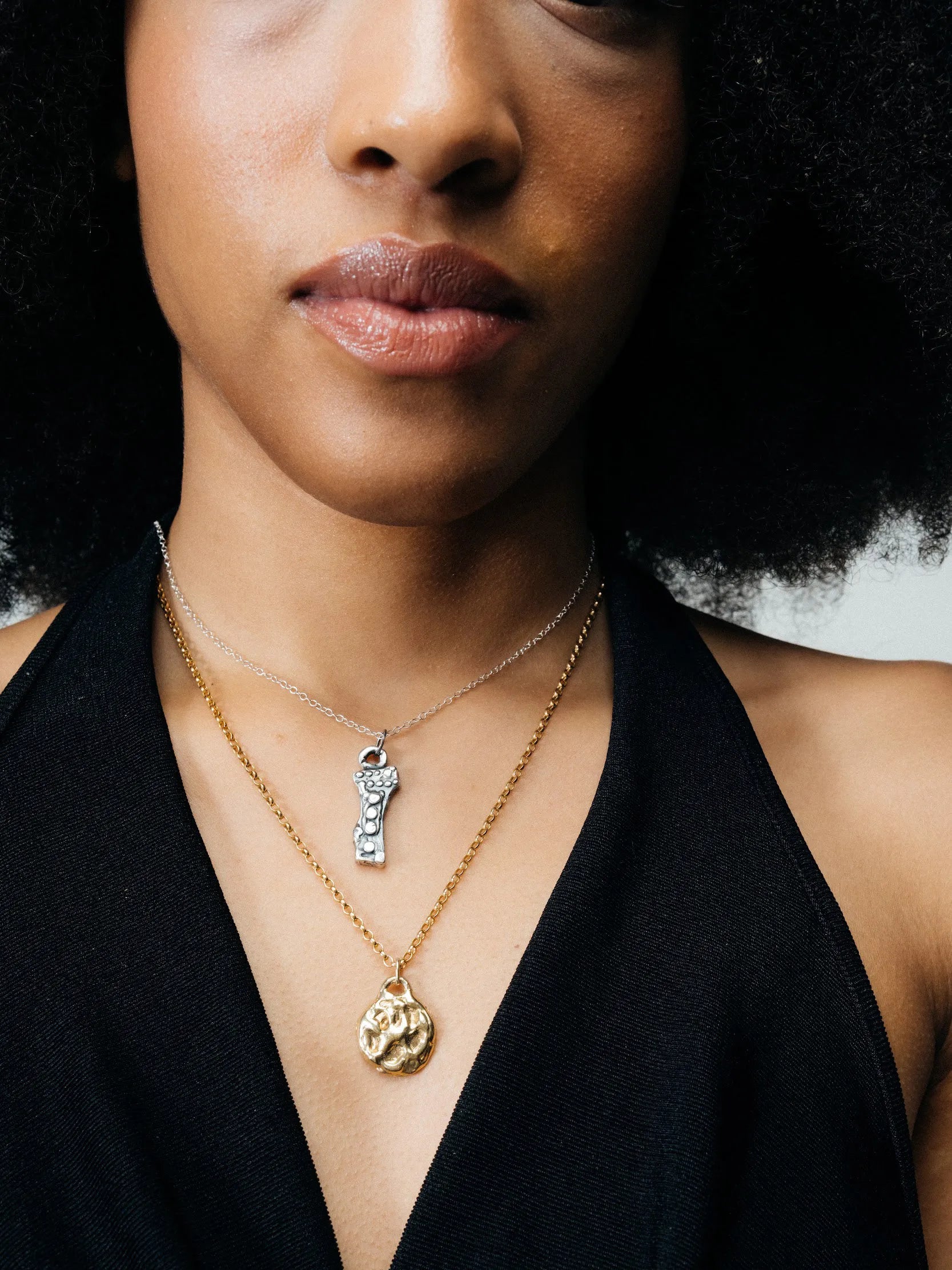 Moon Pendant artisan crafted necklace in premium metal, timeless style, lifestyle shot