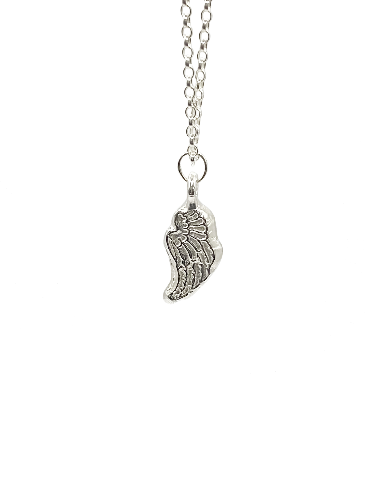Angel Wing Pendant on white background, guardian 11:11 gold or silver free shipping