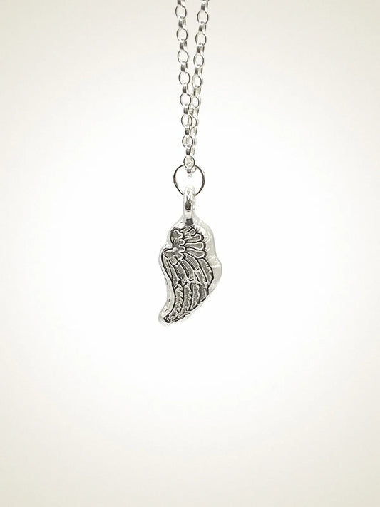Handcrafted Angel Wing Necklace in Sterling silver, artisan jewelry, elegant design