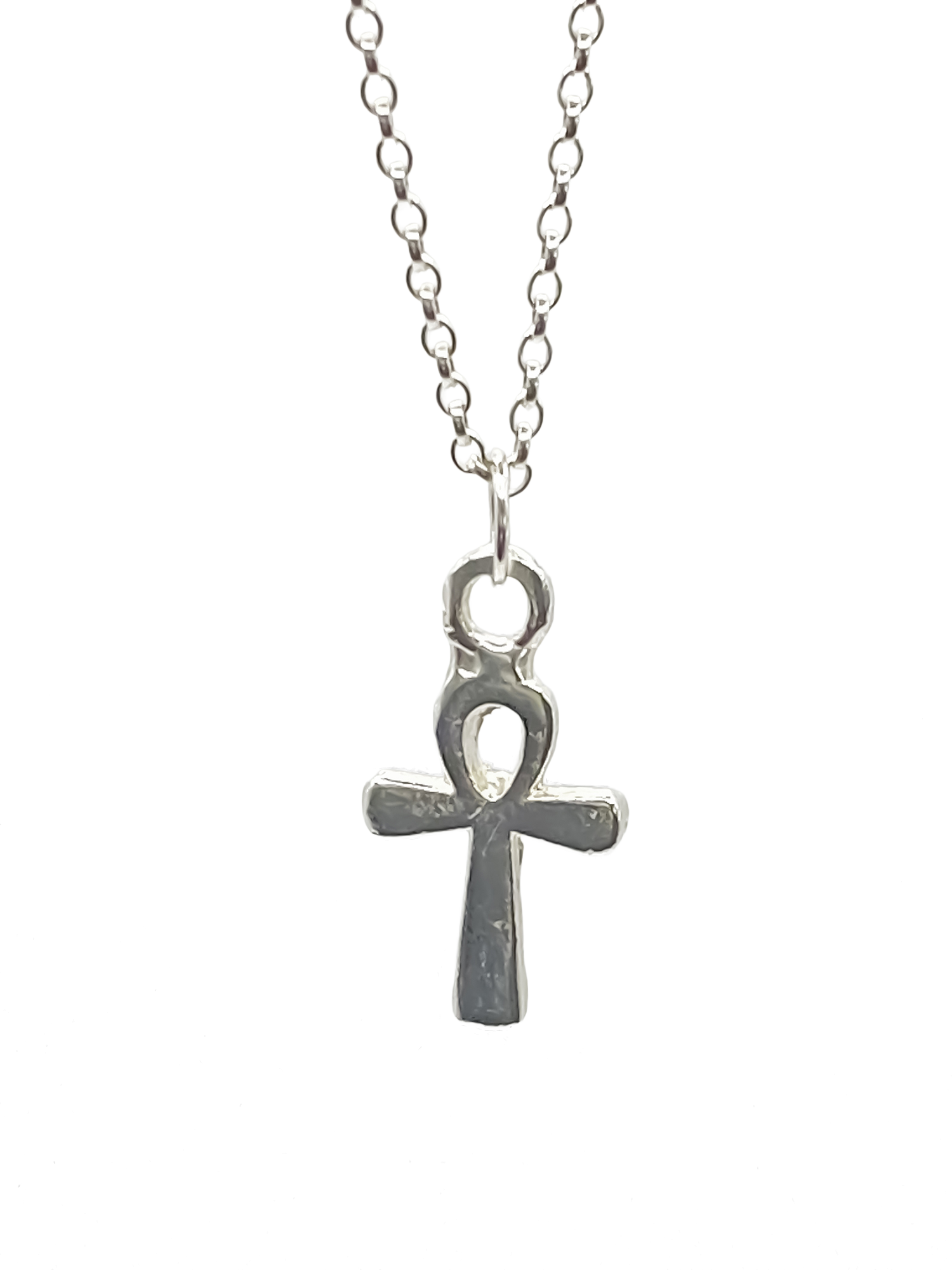 Ankh Pendant layered silver chains. Egyptian African