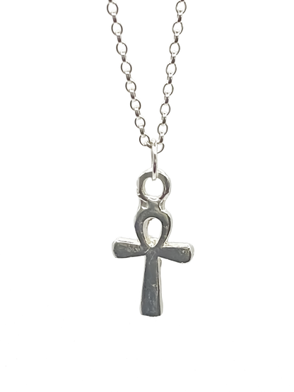 Ankh Pendant layered silver chains. Egyptian African