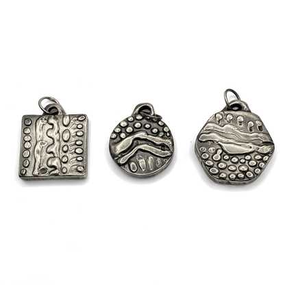 Group of Another Dotty Pendants with oxidised organic texture in gold or silver, free shipping