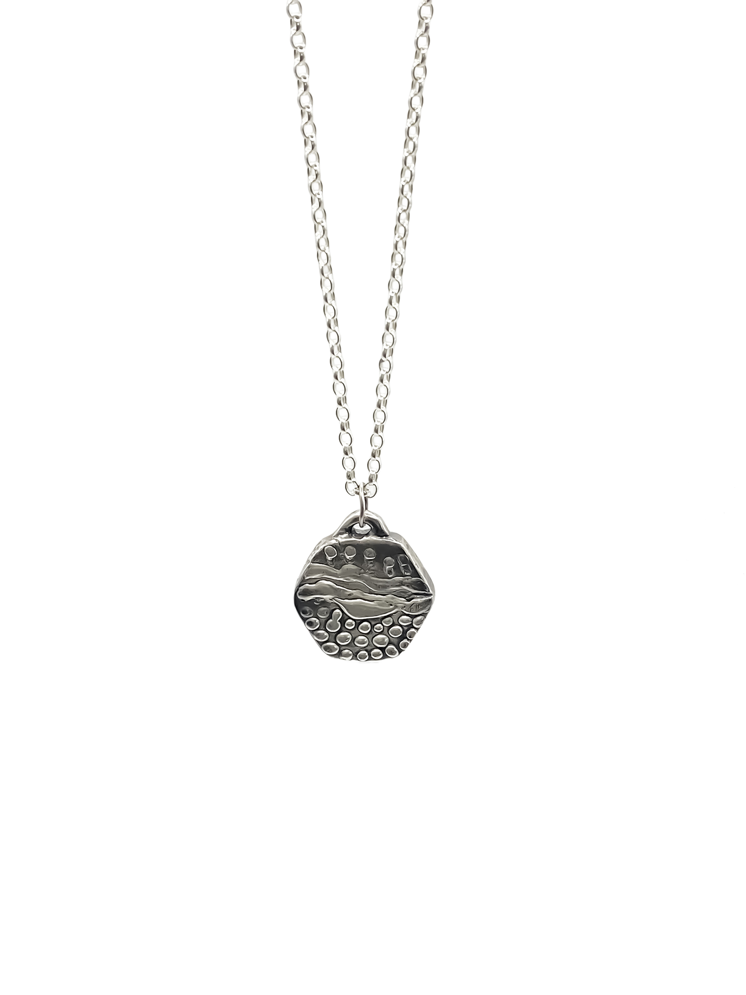 Another Dotty Pendant with oxidised organic texture in gold or silver, free shipping