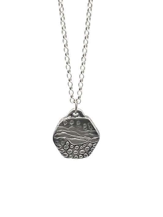 Another Dotty Pendant in gold or silver with organic oxidised texture, free shipping