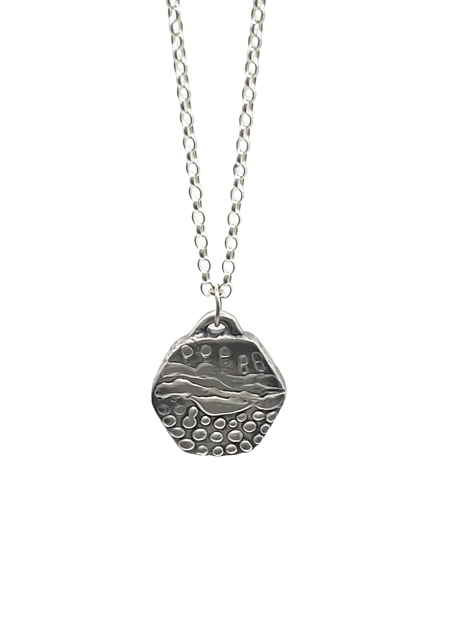 Another Dotty Pendant in gold or silver with organic oxidised texture, free shipping