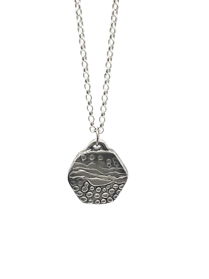 Another Dotty Pendant in gold or silver with organic oxidised texture, free shipping