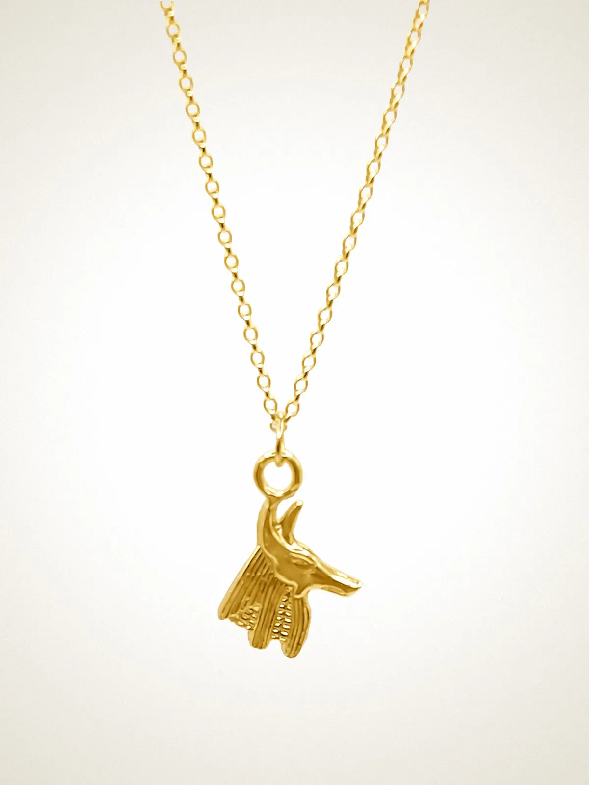 Artisan Anubis Necklace in premium 18ct Gold Vermeil, refined finish, angle view