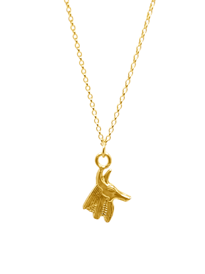 Golden Anubis Pendant styled with simplicity Artisan crafted, Egyptian inspired MOCA Jewellery