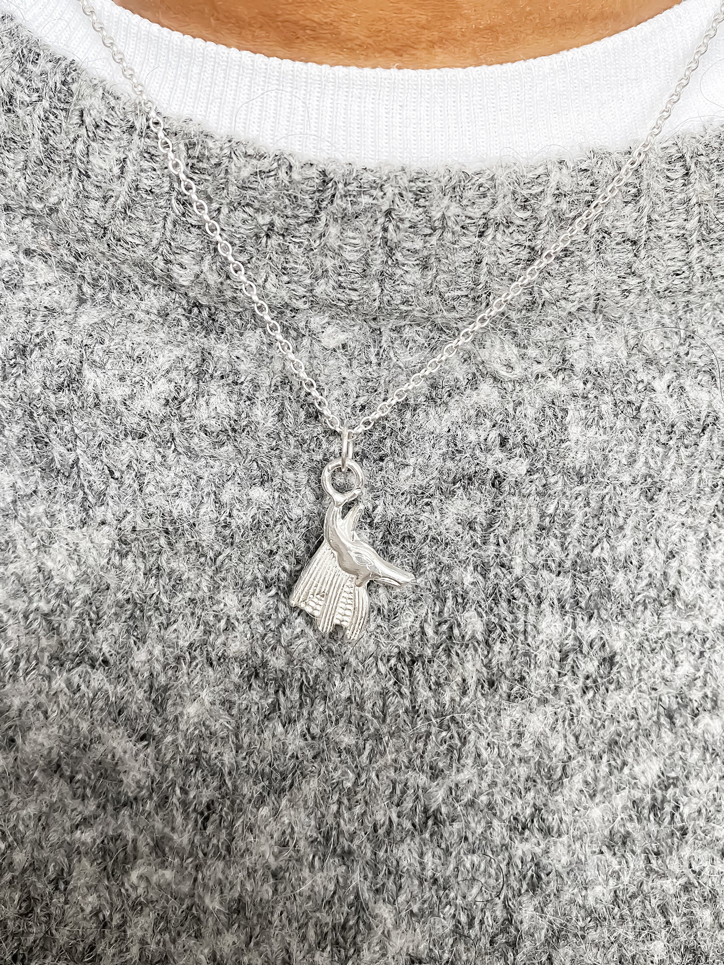 Anubis Pendant - Moca Jewellery on grey fabric background, silver or gold Ancient Egyptian style Afterlife Guardian, free shipping