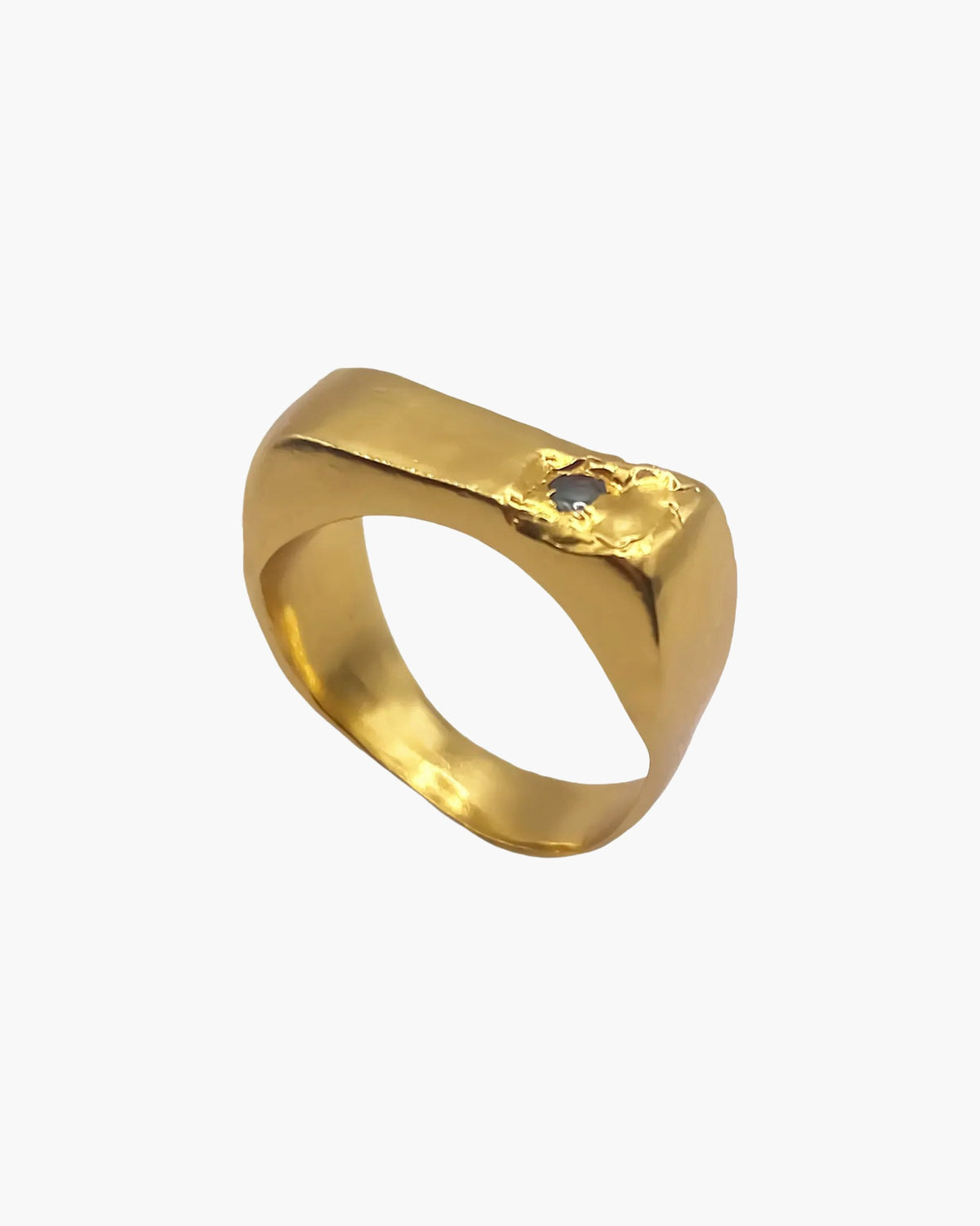 Handmade Grace Bow Gem Ring luxury 18ct Gold Vermeil finish, polished finish, full view