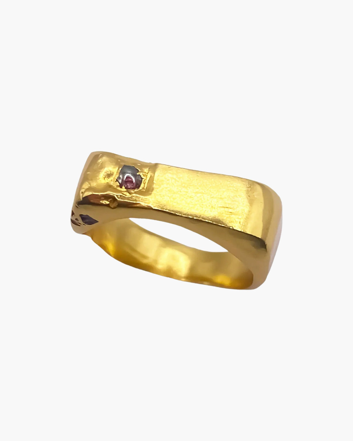 Handcrafted Grace Bow Gem Ring in 18ct Gold Vermeil, artisan jewelry, elegant design, detailed view