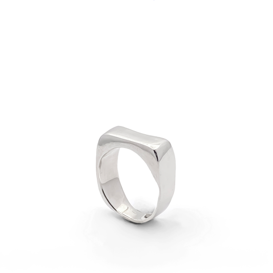 Asymmetric Grace Bow Ring unique gold and silver rings free shipping shown in polished silver finish