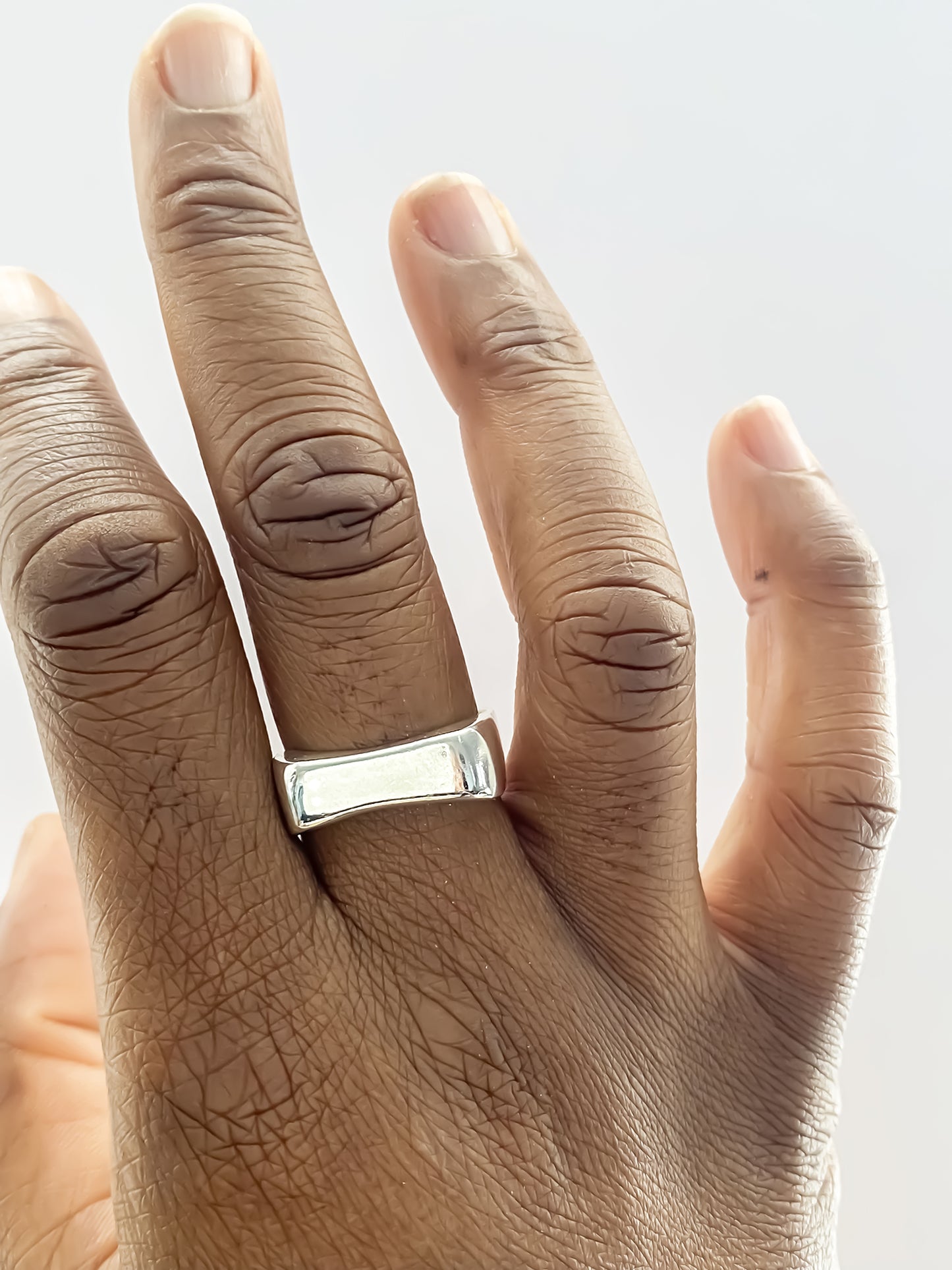 Moca Jewellery Asymmetric Grace Bow Ring unique gold and silver rings free shipping displayed on a hand