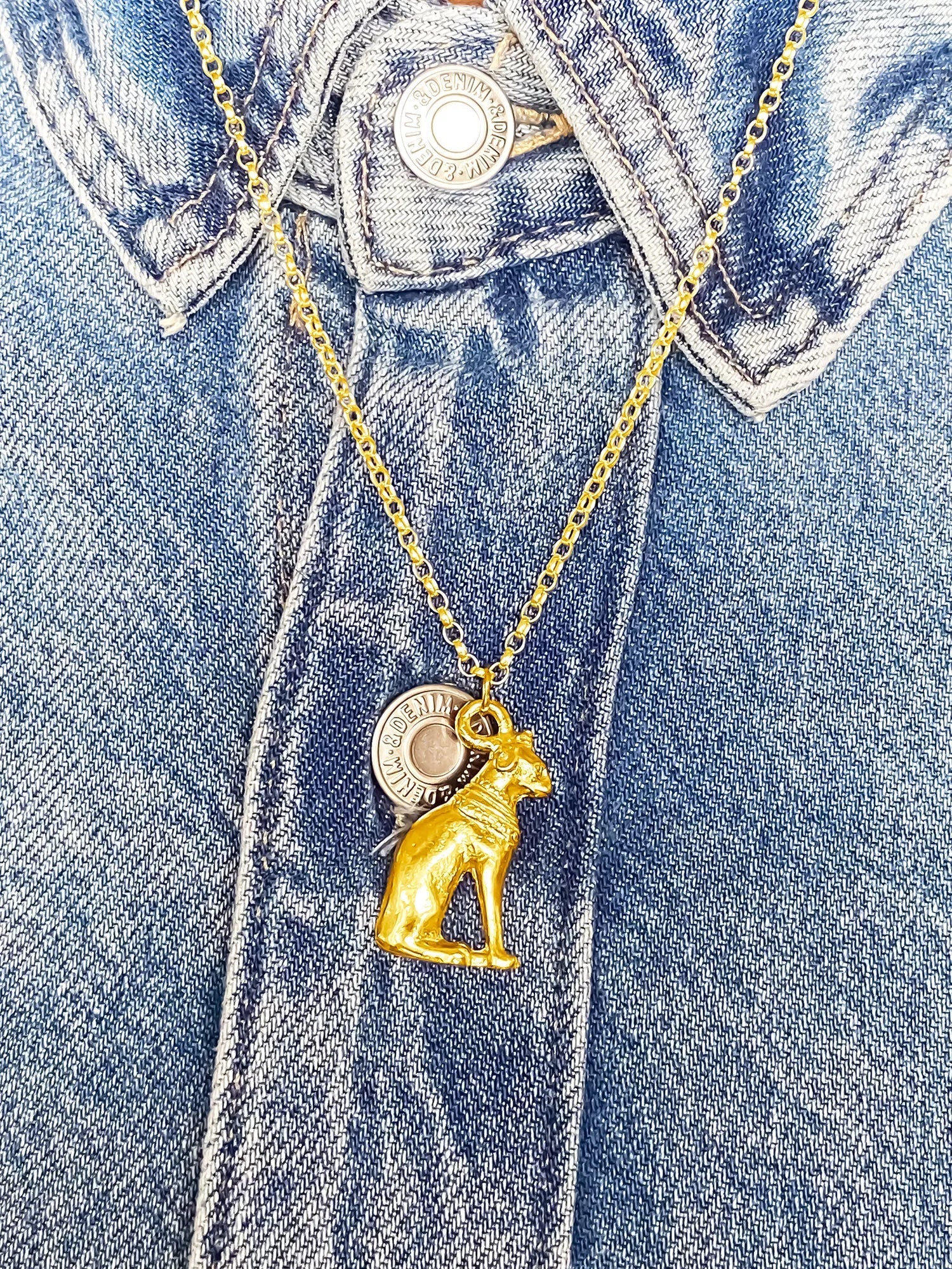 Designer Bast Cat Necklace in premium metal, handmade jewelry, exquisite detail, alternate angle