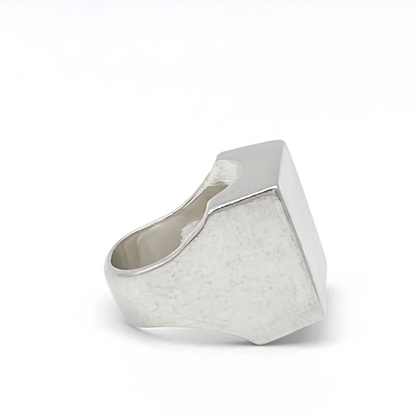 Bold square Big Square Signet Ring in silver, smooth lines, free shipping