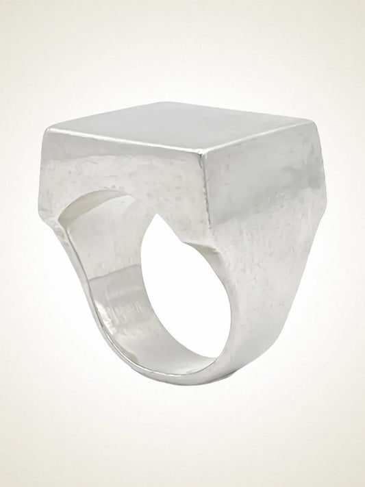 Handcrafted Square Signet Ring in Sterling silver, artisan jewelry, geometric design