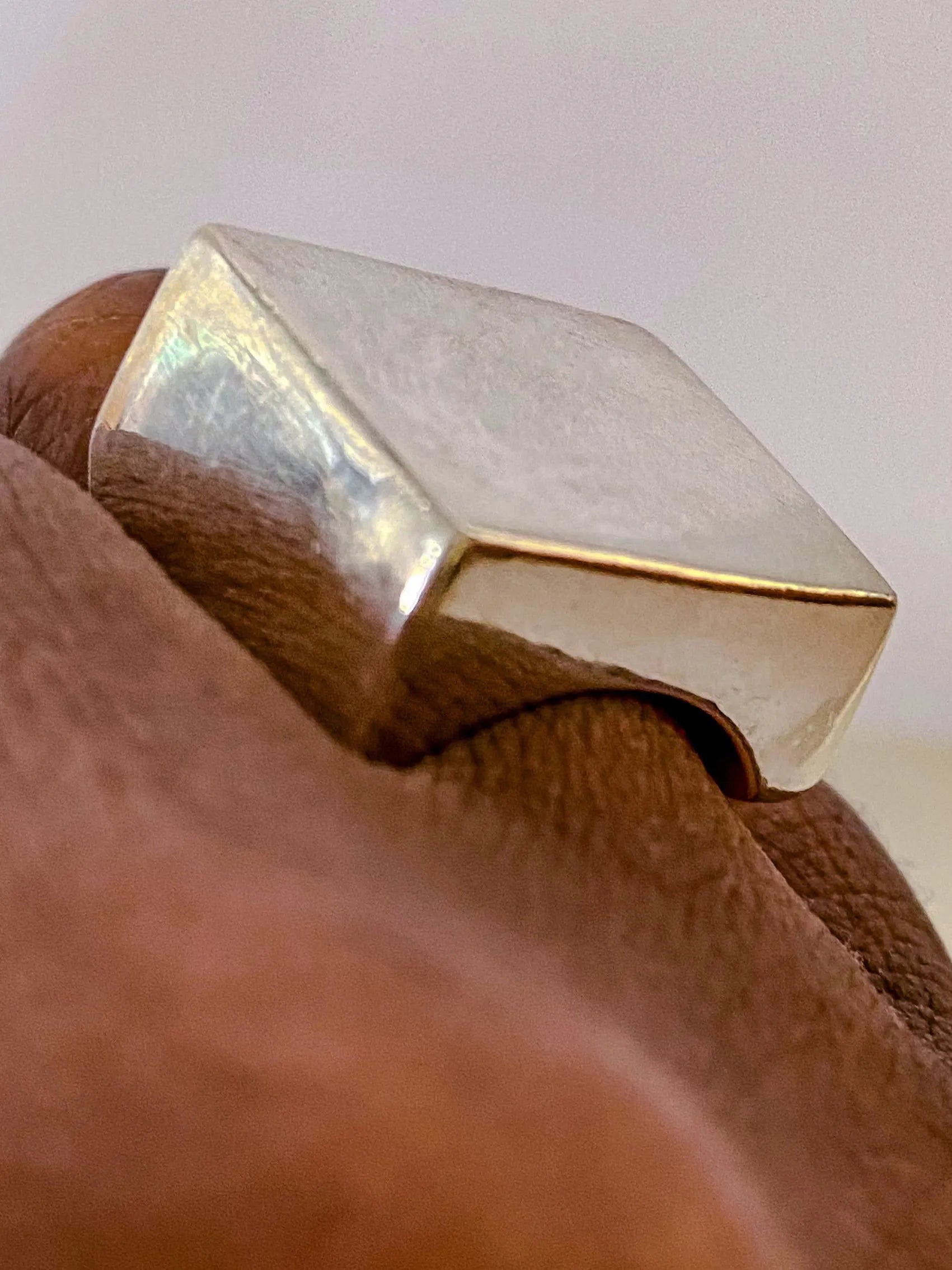 Artisan Square Signet Ring in premium premium metal, minimal design, angle view