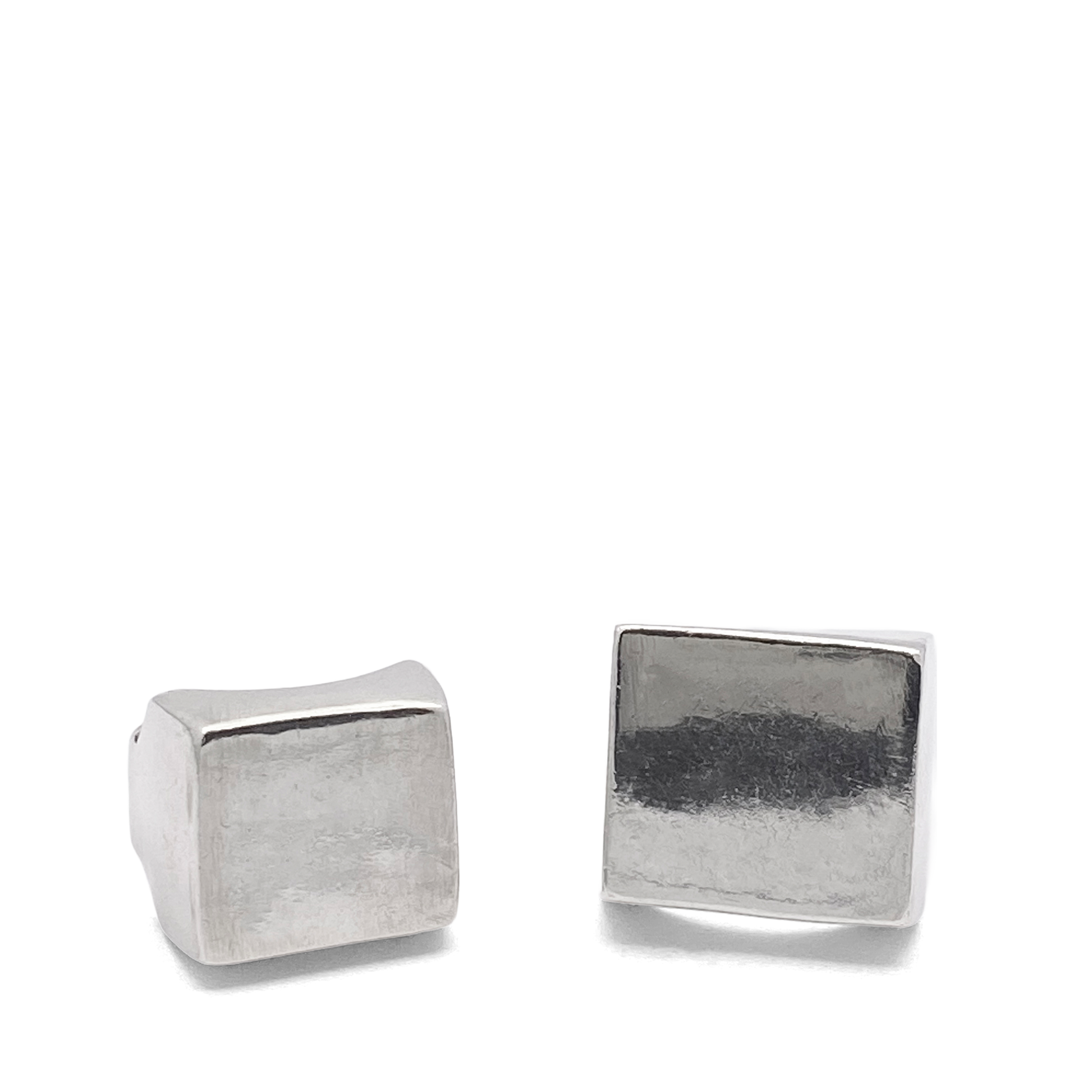 Group shot of Big Square Signet Rings in gold and silver, smooth lines, free shipping