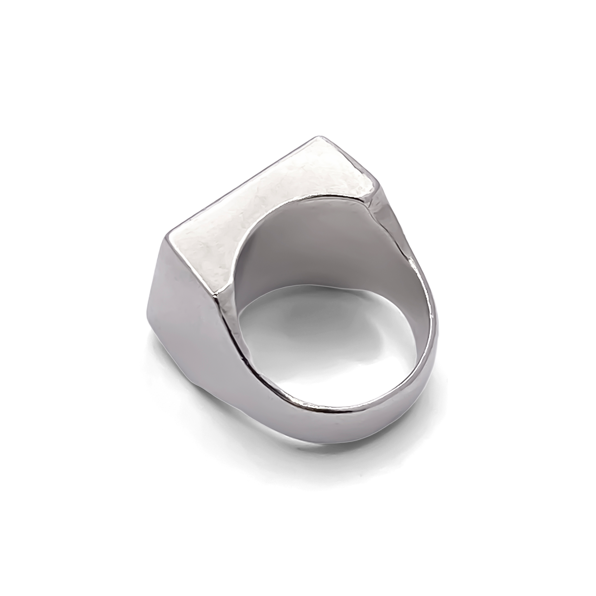 Modern Big Square Signet Ring, bold silver design with smooth lines, free shipping