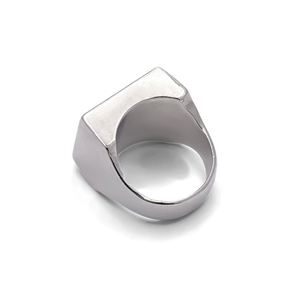 Modern Big Square Signet Ring, bold silver design with smooth lines, free shipping