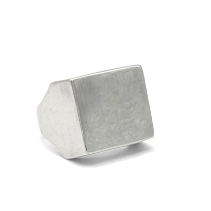 Geometric Big Square Signet Ring in silver, bold with smooth lines, free shipping