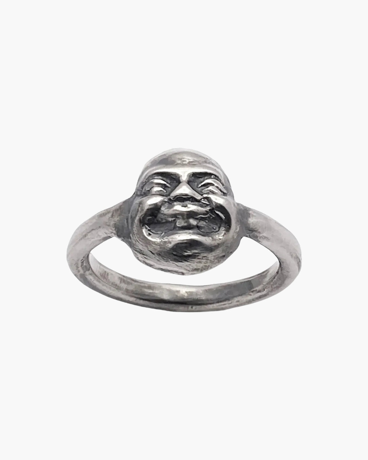 Premium Buddha Finger Ring handmade in Patina, peaceful pendant, worn view