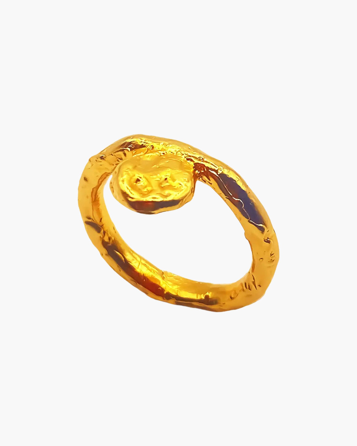 Handmade Circle Accent Ring luxury Sterling silver finish, polished finish, full view