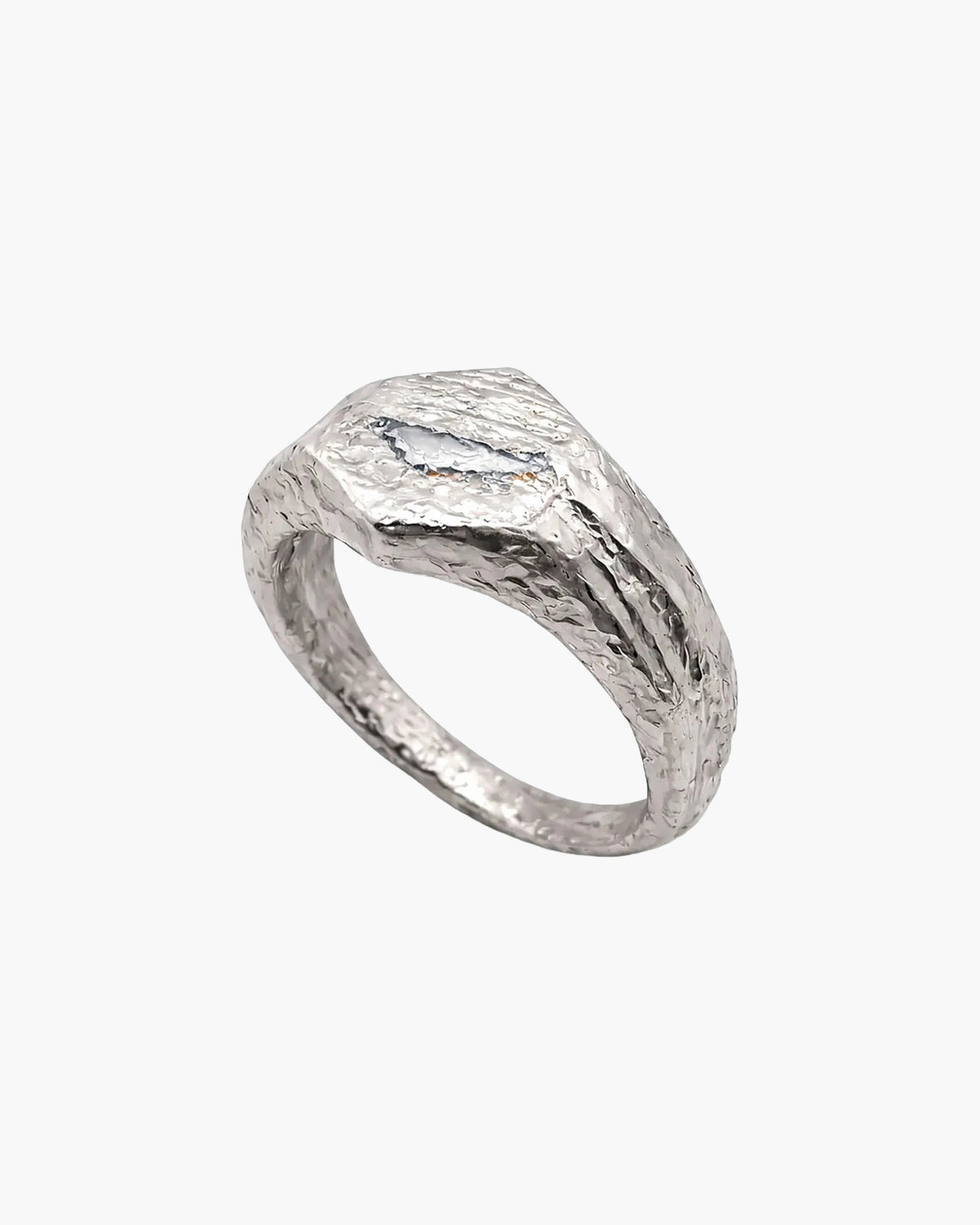 Cuttle Signature Ring in sterling silver, showing the cuttlefish-cast texture