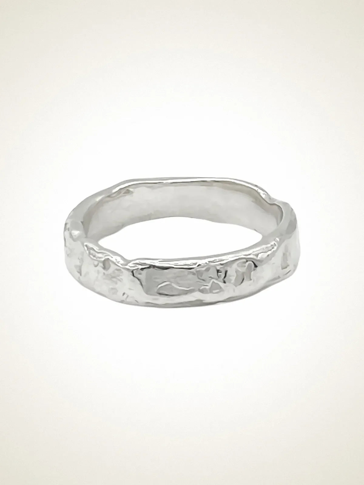 Premium Darling Textured Band Ring handmade in Sterling silver, classic design, worn view