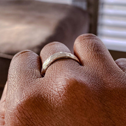 Darling textured band ring slim delicate minimal gold or silver free shipping shown on hand