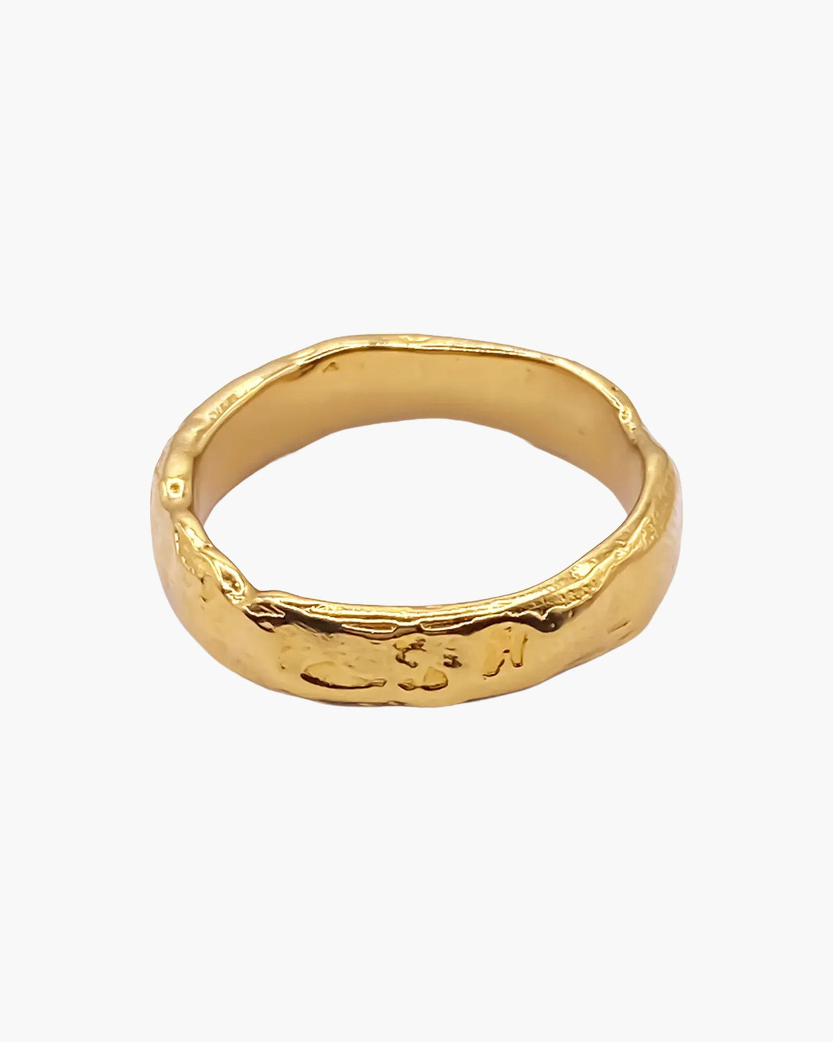 Gold vermeil Darling Textured Band Ring, front view of the texture