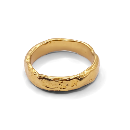 MOCA Jewellery's Darling Textured Band Ring, a gold handmade piece with delicate texture.