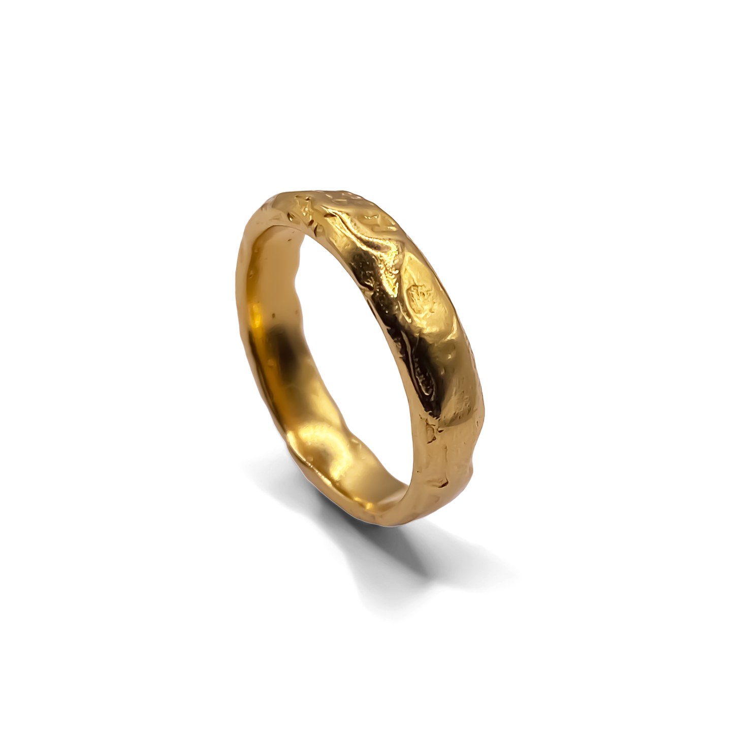 Slim gold ring with sculpted texture – the Darling Band Ring from MOCA Jewellery.