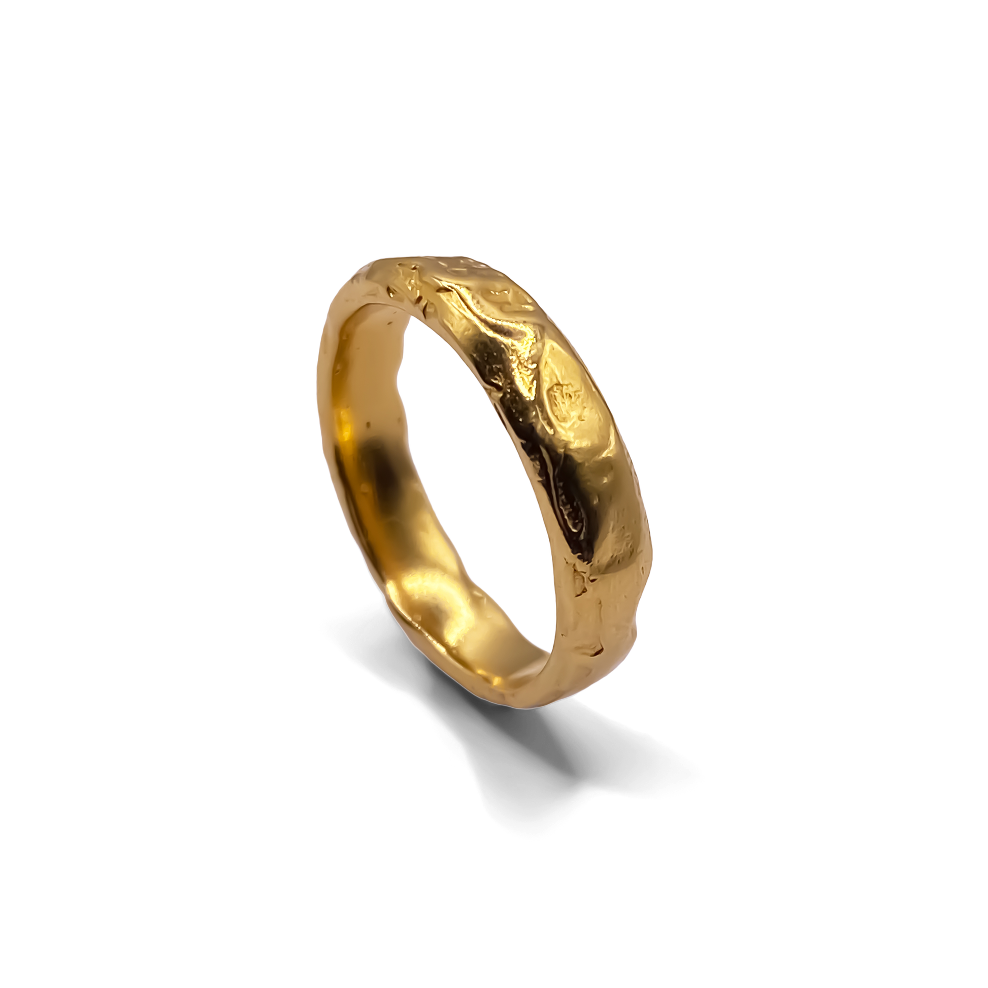 Slim gold ring with sculpted texture – the Darling Band Ring from MOCA Jewellery.