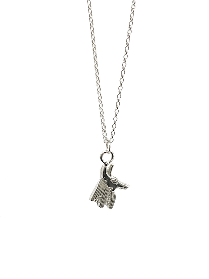 Detailed silver Anubis Pendant on chain, Afterlife Guardian from Ancient Egyptian African heritage, free shipping