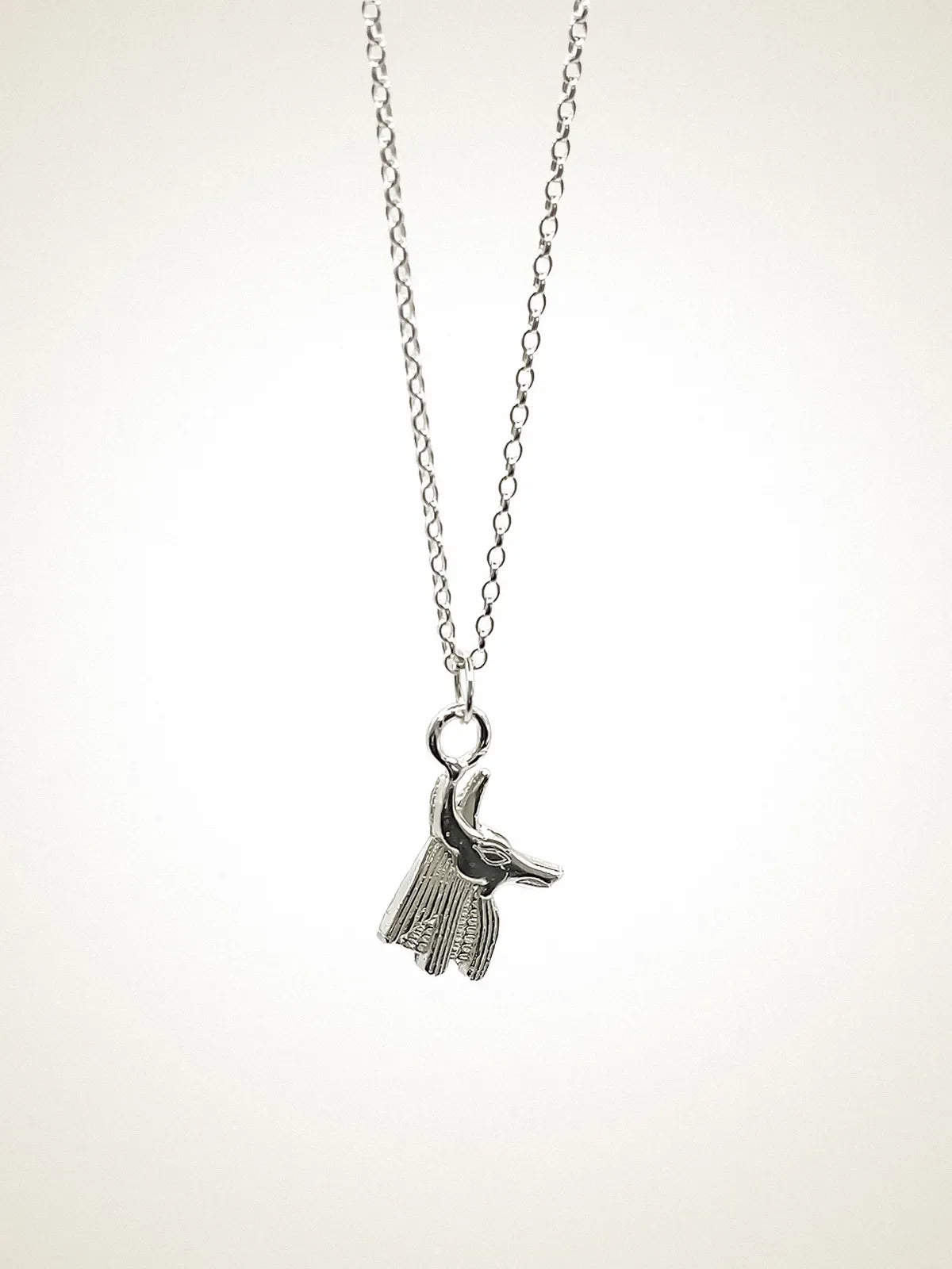 Premium Anubis Necklace handmade in Sterling silver, classic design, worn view