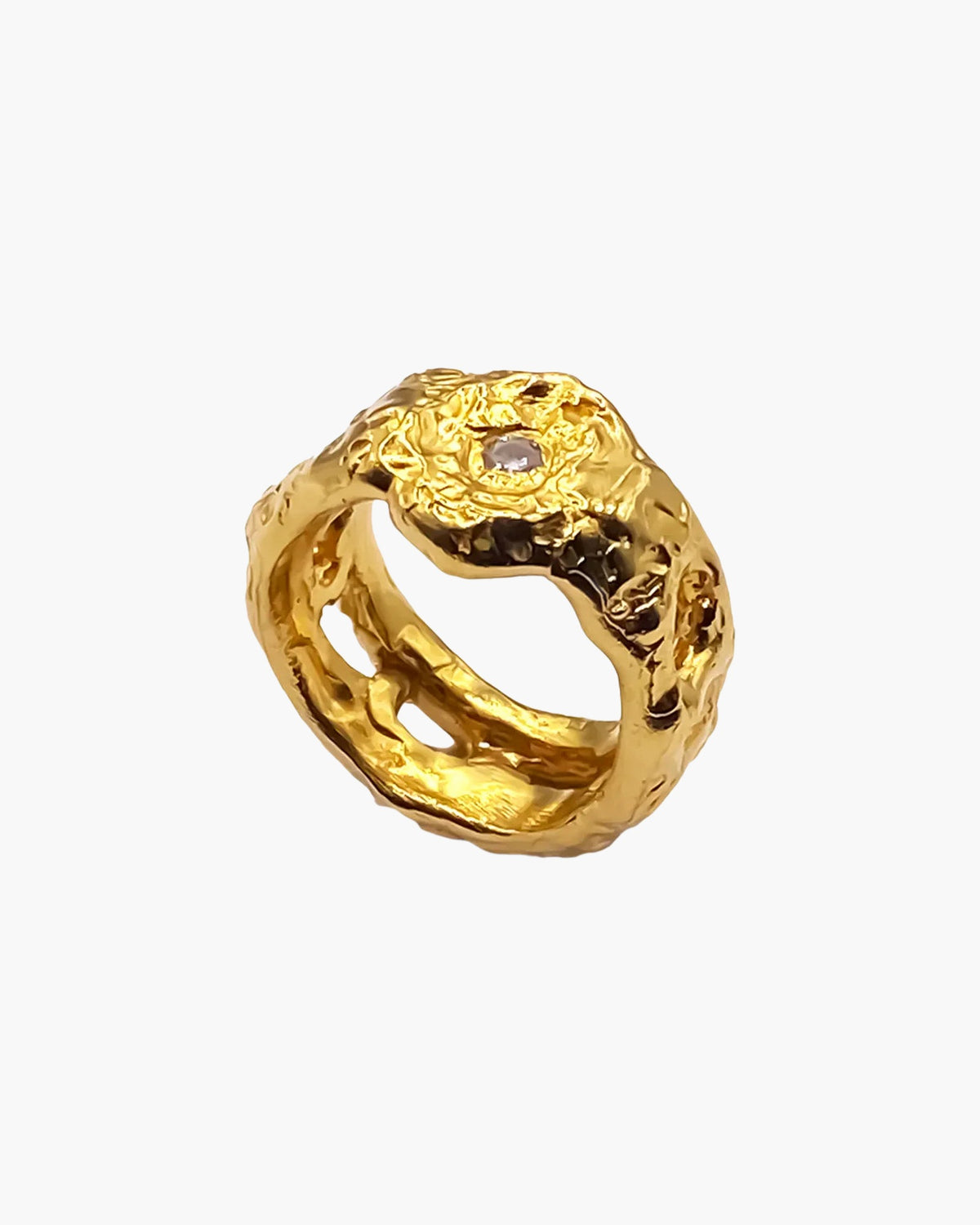 Handcrafted Eclipse Cutout Gem Ring in Sterling silver, artisan jewelry, elegant design
