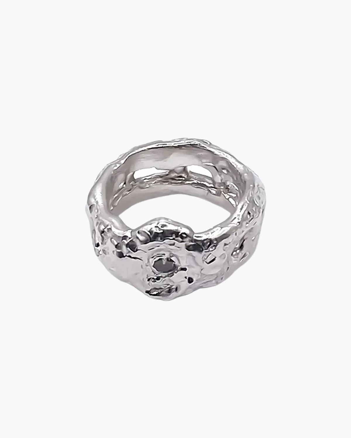 Eclipse Cutout Gem Ring designer ring in Sterling silver, premium quality, side view