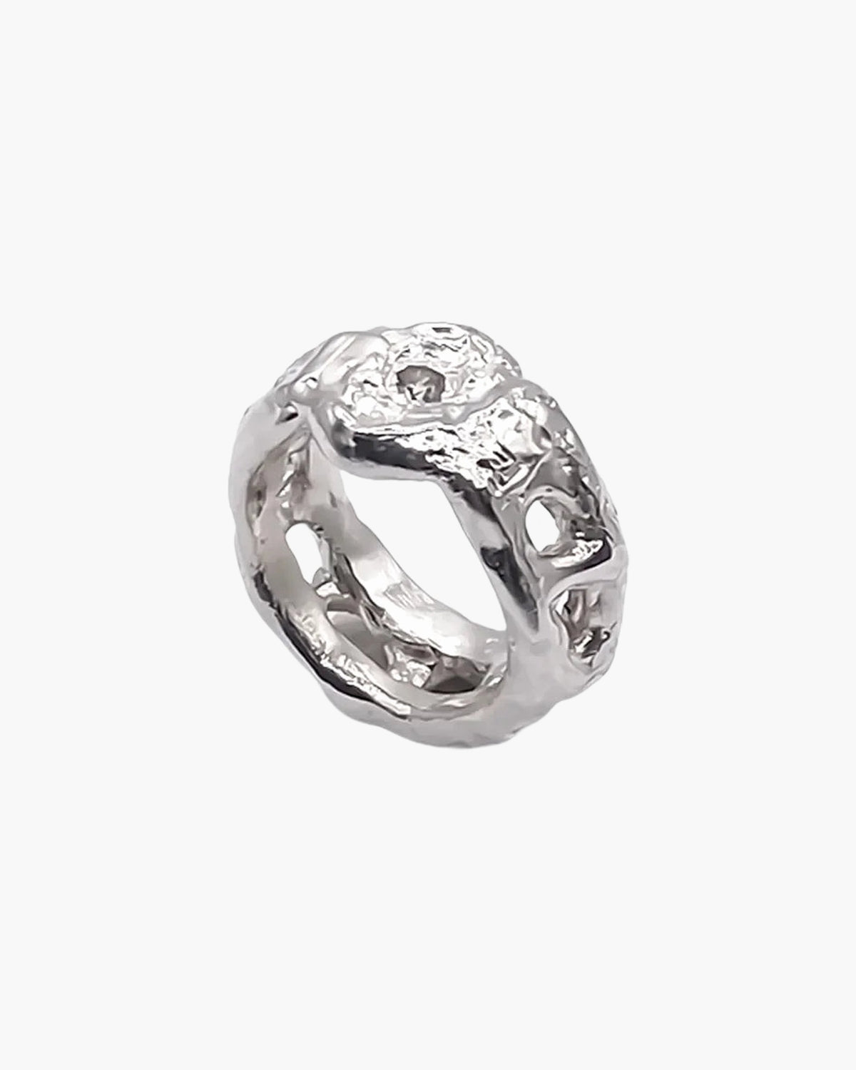 Eclipse Cutout Gem Ring artisan crafted ring in Sterling silver, timeless style, lifestyle shot