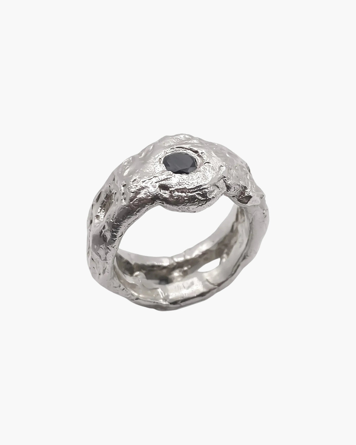 Handmade Eclipse Cutout Gem Ring luxury 18ct Gold Vermeil finish, polished finish, full view