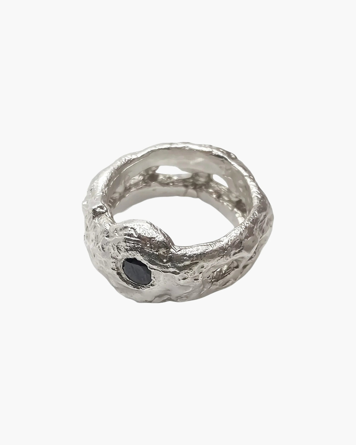 Handcrafted Eclipse Cutout Gem Ring in 18ct Gold Vermeil, artisan jewelry, elegant design, detailed view