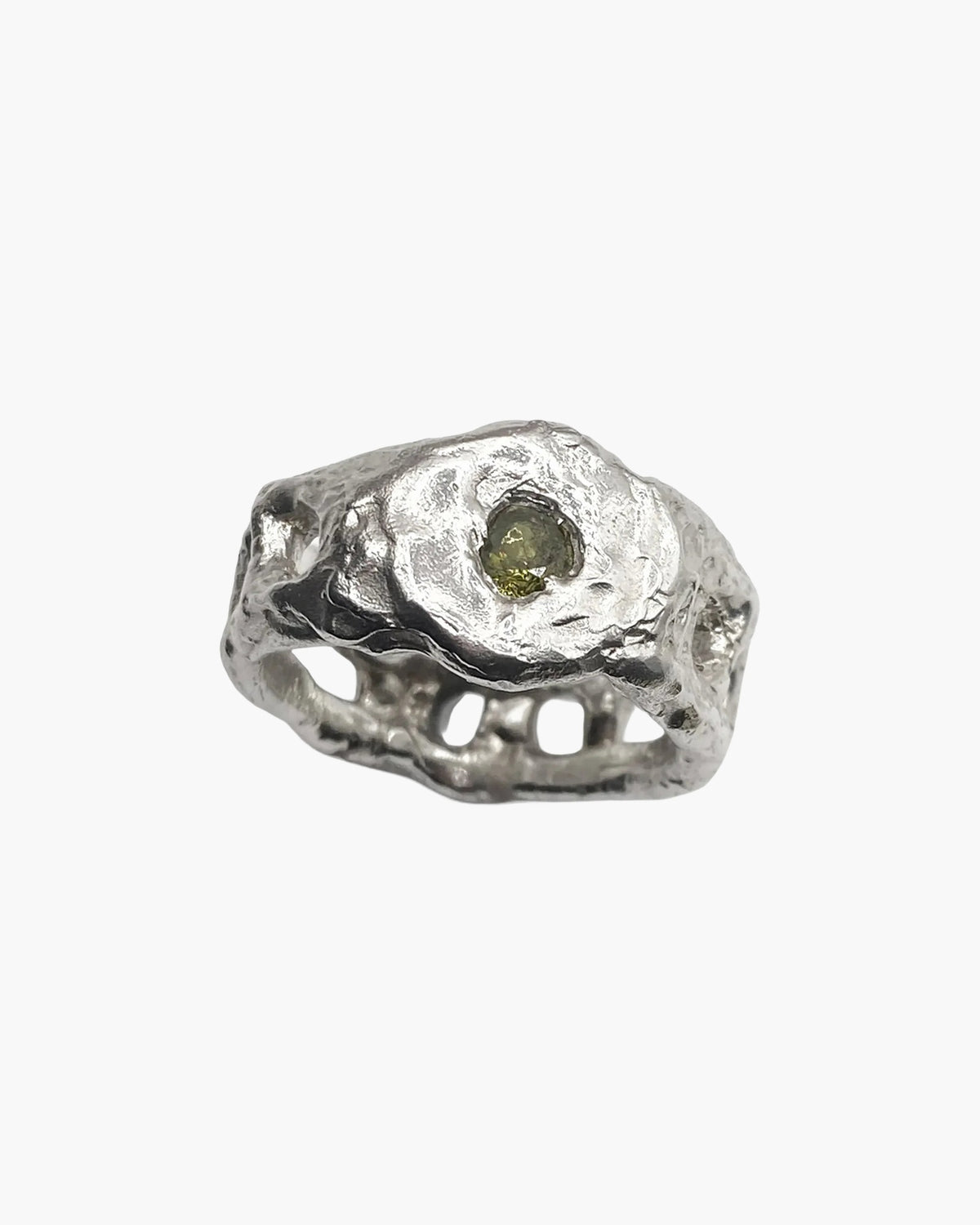 Eclipse Cutout Gem Ring handmade luxury ring, 18ct Gold Vermeil finish, sophisticated style, close-up